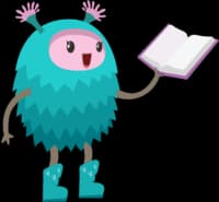 cute creature reading a book