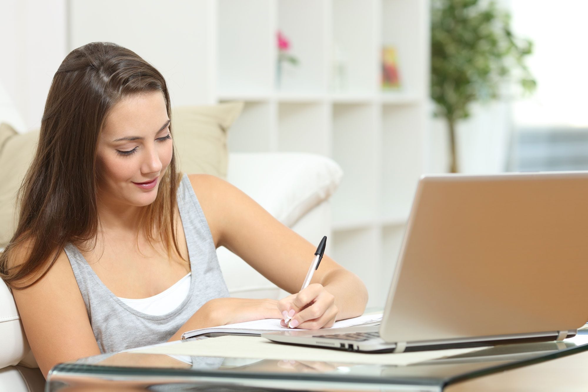 female student doing schoolwork
